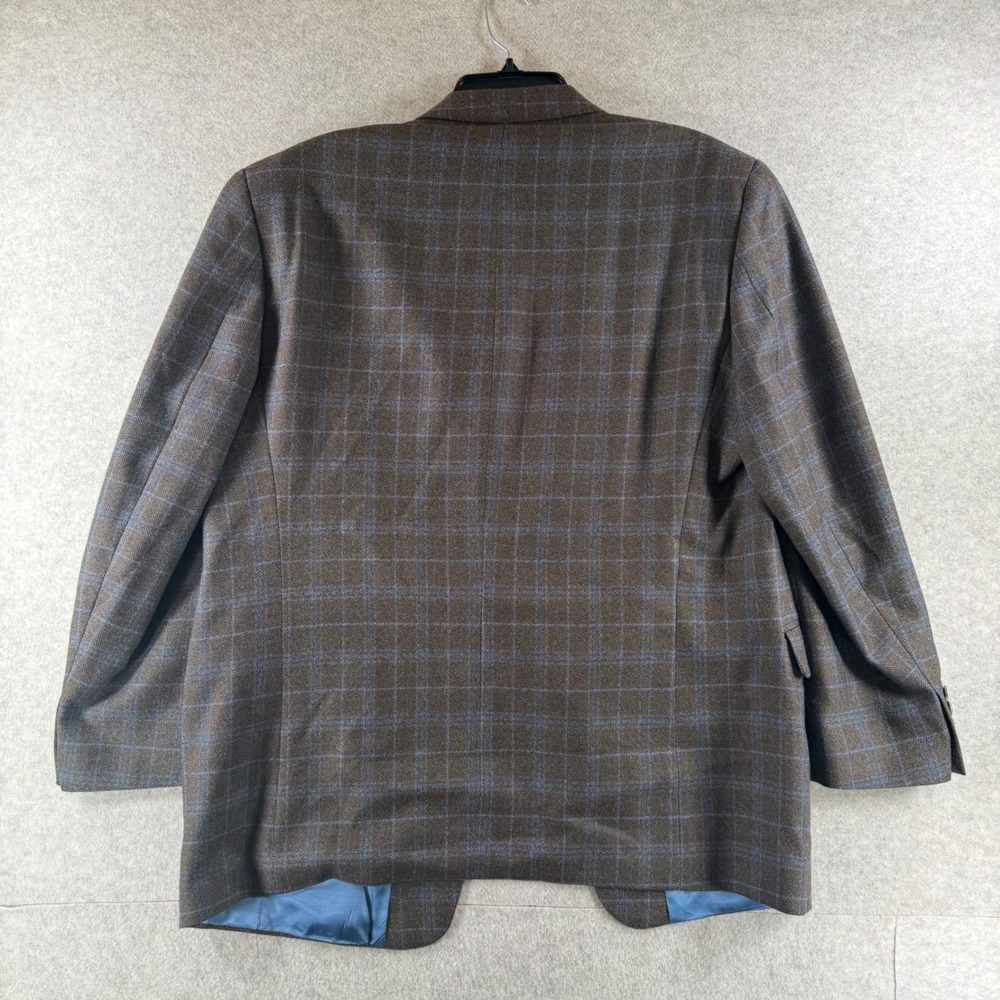 Carlo Mandrone Sport Coat 44R Brown Blue Windowpane Wool Blazer Canada 026498118 - Picture 6 of 12